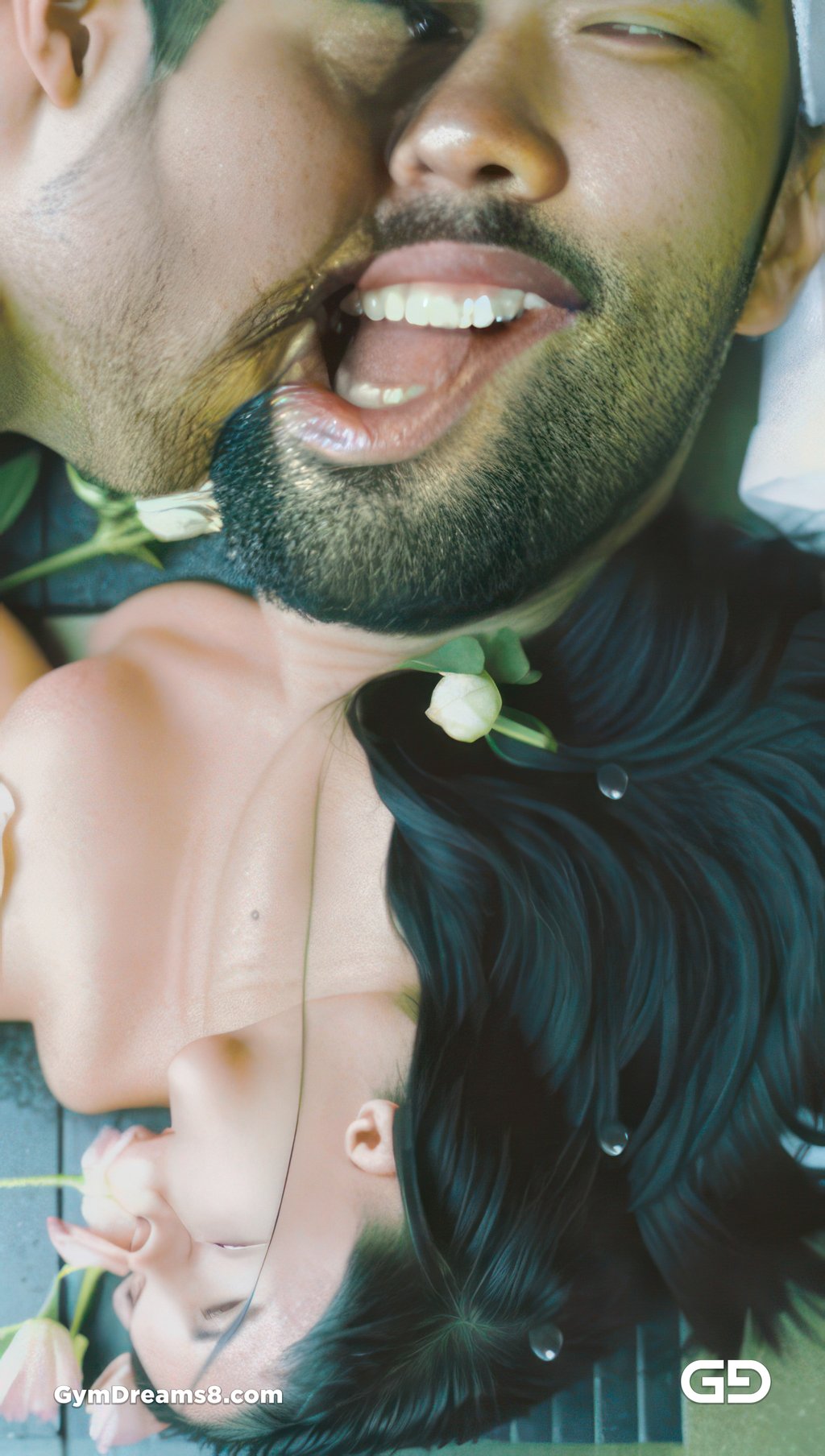 Kiss, like flower, like water.