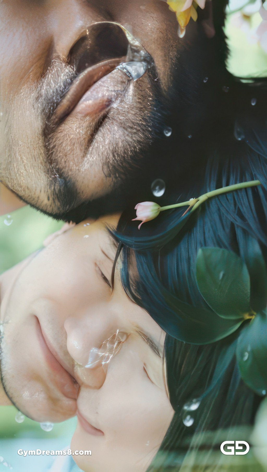 Kiss, like flower, like water.