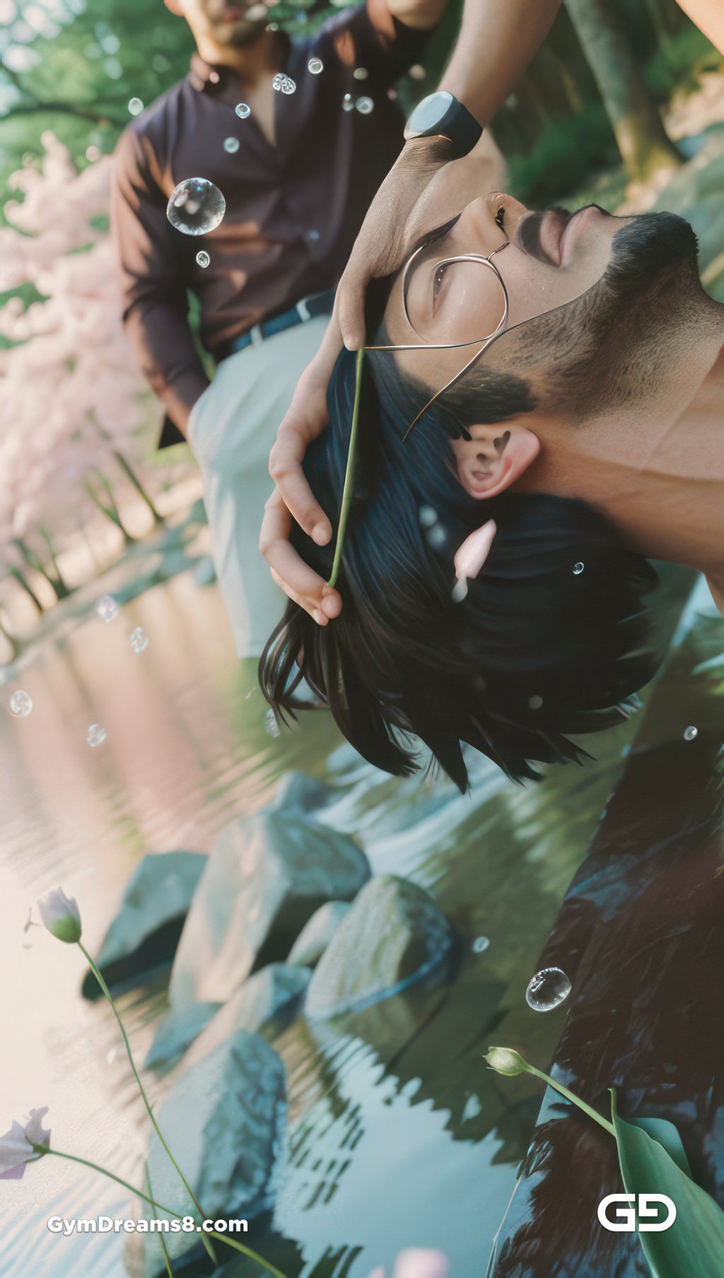 Kiss, like flower, like water.