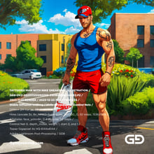 Tattooed Gymbro going to a date, after Ben Wedgie’s photo in Nike and flowers. Stable Diffusion txt2img with Virile Animation and Control Nets.