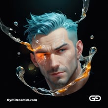 Bubble 5. Underwater Superhero. Teal, Orange, Black, and White. Made with Midjourney, Stable Diffusion, and Airfuck’s Wild Mix.