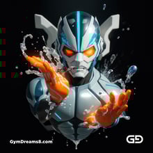 Bubble 5. Underwater Superhero. Teal, Orange, Black, and White. Made with Midjourney, Stable Diffusion, and Airfuck’s Wild Mix.