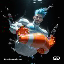 Bubble 5. Underwater Superhero. Teal, Orange, Black, and White. Made with Midjourney, Stable Diffusion, and Airfuck’s Wild Mix.