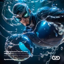 Underwater Superhero. Teal, Blue, Orange Accent. Midjourney, Stable Diffusion, and Airfuck’s Wild Mix.