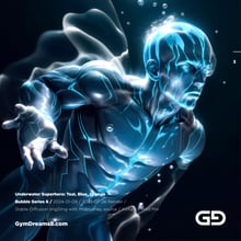 Underwater Superhero. Teal, Blue, Orange Accent. Midjourney, Stable Diffusion, and Airfuck’s Wild Mix.