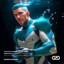 Underwater Superhero. Teal, Blue, Orange Accent. Midjourney, Stable Diffusion, and Airfuck’s Wild Mix.