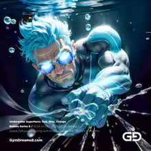 Underwater Superhero. Teal, Blue, Orange Accent. Midjourney, Stable Diffusion, and Airfuck’s Wild Mix.