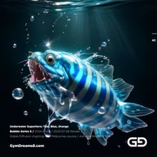 Underwater Superhero. Teal, Blue, Orange Accent. Midjourney, Stable Diffusion, and Airfuck’s Wild Mix.