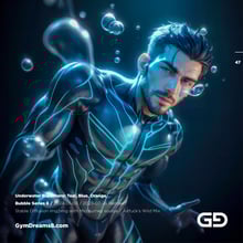 Underwater Superhero. Teal, Blue, Orange Accent. Midjourney, Stable Diffusion, and Airfuck’s Wild Mix.