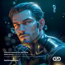 Underwater Superhero. Teal, Blue, Orange Accent. Midjourney, Stable Diffusion, and Airfuck’s Wild Mix.