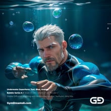 Underwater Superhero. Teal, Blue, Orange Accent. Midjourney, Stable Diffusion, and Airfuck’s Wild Mix.