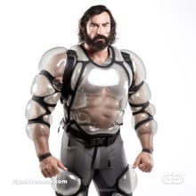 Bubble Armor. Transparent plastic outer shell, with Midjourney v5
