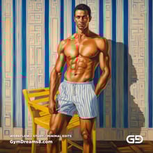 Yellow Chair Variations, after The Chair No. 2 by Elias Avramidis, 2023. Paintings of a man and a yellow chair. Rendered with Stable Diffusion and SDXL.