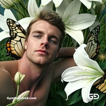 White Lilies and Butterflies. Portrait of a man in a field of white lilies. Stable Diffusion, Deforum, Virile Reality v3 Beta 3.