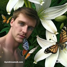 White Lilies and Butterflies. Portrait of a man in a field of white lilies. Stable Diffusion, Deforum, Virile Reality v3 Beta 3.