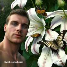 White Lilies and Butterflies. Portrait of a man in a field of white lilies. Stable Diffusion, Deforum, Virile Reality v3 Beta 3.