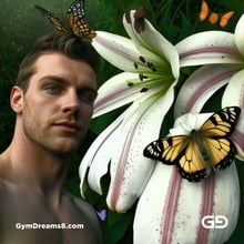 White Lilies and Butterflies. Portrait of a man in a field of white lilies. Stable Diffusion, Deforum, Virile Reality v3 Beta 3.