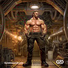 Factory Leather. Men in leather at a factory. Midjourney v5