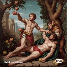 The Fall of Man 2, after Titian, c.1550. Stable Diffusion with Virile Fantasy.