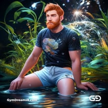 Ginger Flowers. Young men with ginger beard in a field of flowers, with Stable Diffusion and Virile Fantasy.