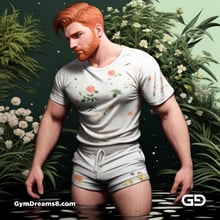 Ginger Flowers. Young men with ginger beard in a field of flowers, with Stable Diffusion and Virile Fantasy.