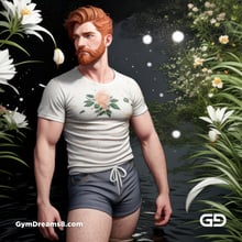 Ginger Flowers. Young men with ginger beard in a field of flowers, with Stable Diffusion and Virile Fantasy.