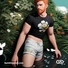 Ginger Flowers. Young men with ginger beard in a field of flowers, with Stable Diffusion and Virile Fantasy.