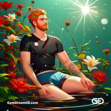 Ginger Flowers. Young men with ginger beard in a field of flowers, with Stable Diffusion and Virile Fantasy.