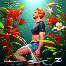 Ginger Flowers. Young men with ginger beard in a field of flowers, with Stable Diffusion and Virile Fantasy.