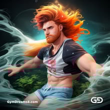 Ginger Flowers. Young men with ginger beard in a field of flowers, with Stable Diffusion and Virile Fantasy.