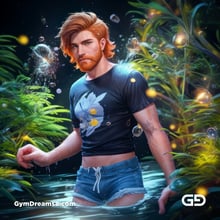 Ginger Flowers. Young men with ginger beard in a field of flowers, with Stable Diffusion and Virile Fantasy.