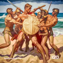Group of Gladiators Fighting on the Beach 1, with Midjourney v5