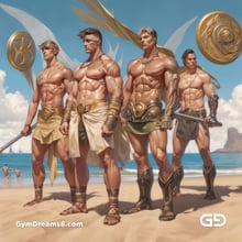 Group of Gladiators Fighting on the Beach 2, with Midjourney v5