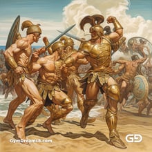 Group of Gladiators Fighting on the Beach 3, with Midjourney v5