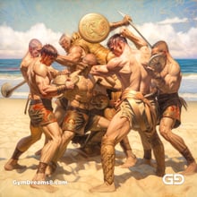 Group of Gladiators Fighting on the Beach 3, with Midjourney v5