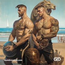 Tattooed gymbros working out at the beach (Gymbros 1)