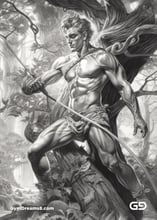 Young Hercules and Rope. Pencil drawings. Midjourney.