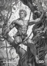 Young Hercules and Rope. Pencil drawings. Midjourney.