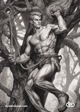 Young Hercules and Rope. Pencil drawings. Midjourney.