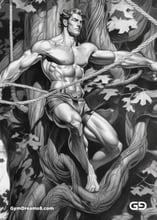 Young Hercules and Rope. Pencil drawings. Midjourney.