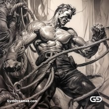 Young Hercules and Rope. Pencil drawings. Midjourney.