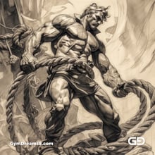 Young Hercules and Rope. Pencil drawings. Midjourney.
