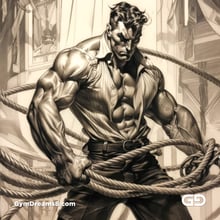 Young Hercules and Rope. Pencil drawings. Midjourney.