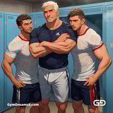 Jocks - Locker Room Chronicles. Players from the Rugby team hang out after practice. Rendered with Virile Animation.