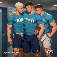 Jocks - Locker Room Chronicles. Players from the Rugby team hang out after practice. Rendered with Virile Animation.