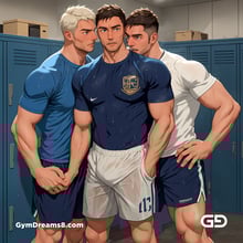 Jocks - Locker Room Chronicles. Players from the Rugby team hang out after practice. Rendered with Virile Animation.
