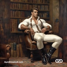 Leather, Books, and Suspenders. Twunks in white leather with books. Rendered with Stable Diffusion and SDXL.