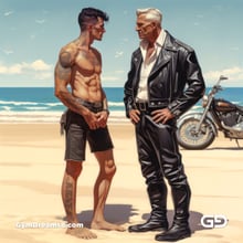 Couples on the Beach, Leather.