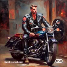 Leather and Harley. Men in Leather with Harley-Davidson bikes. Oil paintings. Stable Diffusion with SDXL