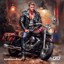 Leather and Harley. Men in Leather with Harley-Davidson bikes. Oil paintings. Stable Diffusion with SDXL